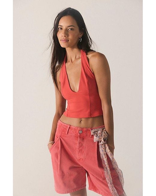 Intimately By Free People Red Spill The Tea Plunge Tank Top By