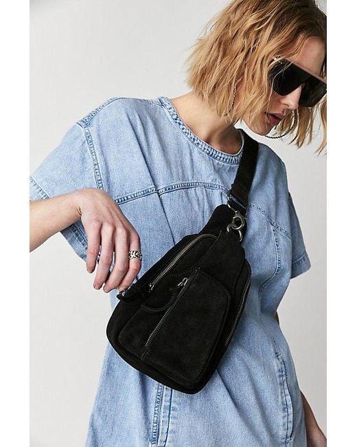Free People Black Hudson Suede Sling Bag By Fp Collection