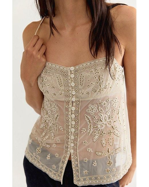 Free People Black Aurora Embellished Top