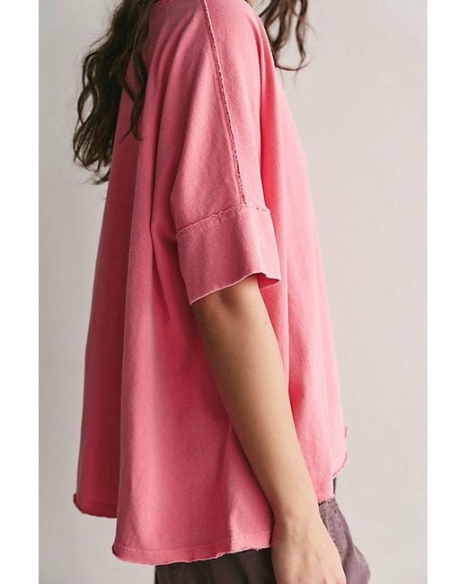 Free People Pink Rex Oversized Cotton Tee