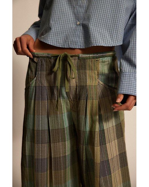 Free People Multicolor Telluride Wide-Leg Crop Pull-On Madras Pants
