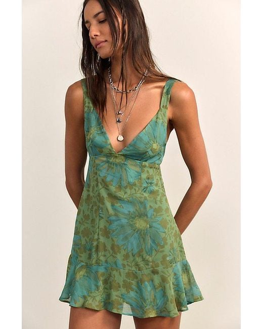 Free People Green Heat Of The Moment Mini Dress