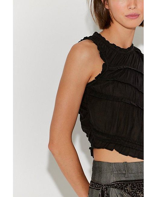 Free People Black Sands Smocked Top