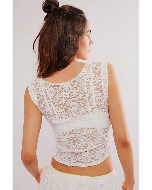 Free People White Feeling For Lace Muscle Tank