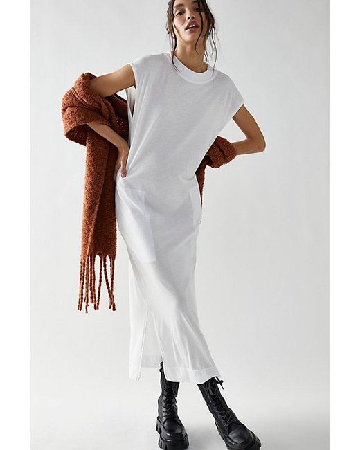 Free People White All Day Long Midi T-Shirt Dress
