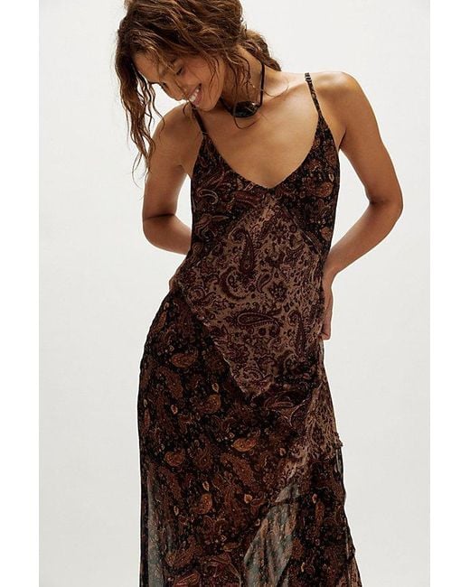 Nigel Preston Brown Paisley Patch Maxi Dress