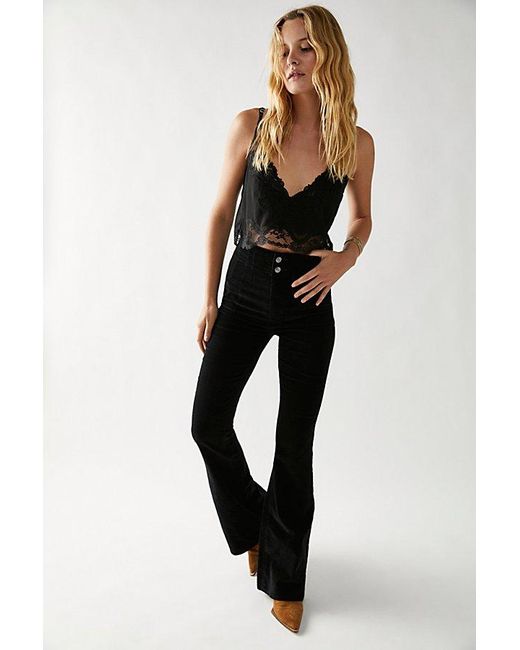 Free People Jayde Cord Flare Jeans At Free People In Black, Size: 24