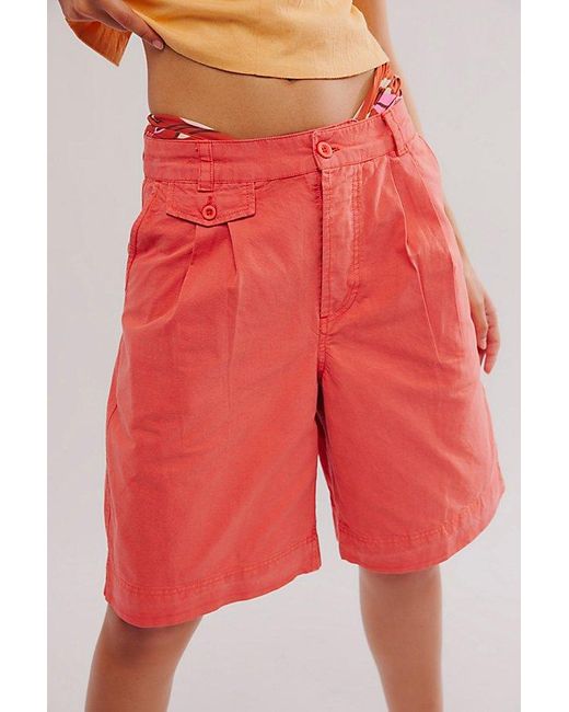 Free People Red High Street Trouser Shorts