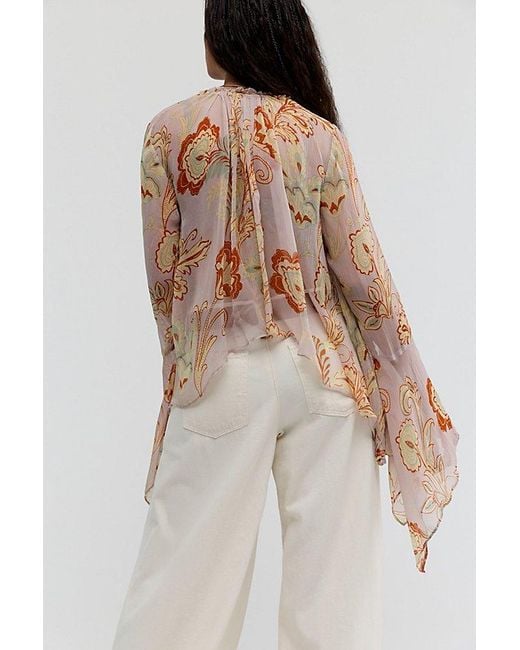 Free People Brown Milo Printed Blouse