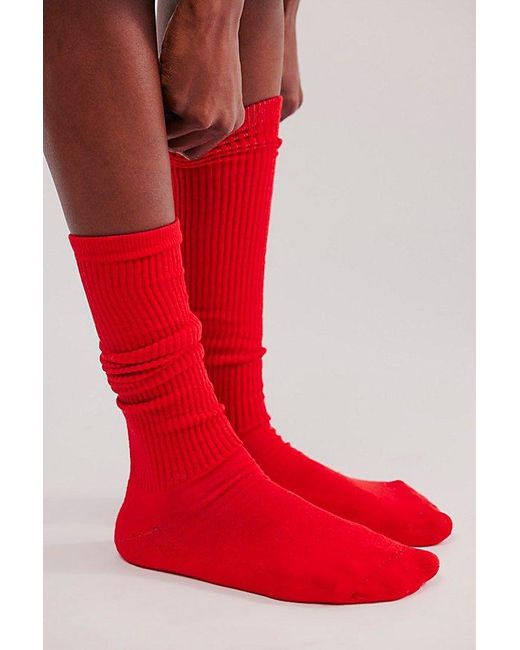American Trench Red Tall Solid Tube Socks