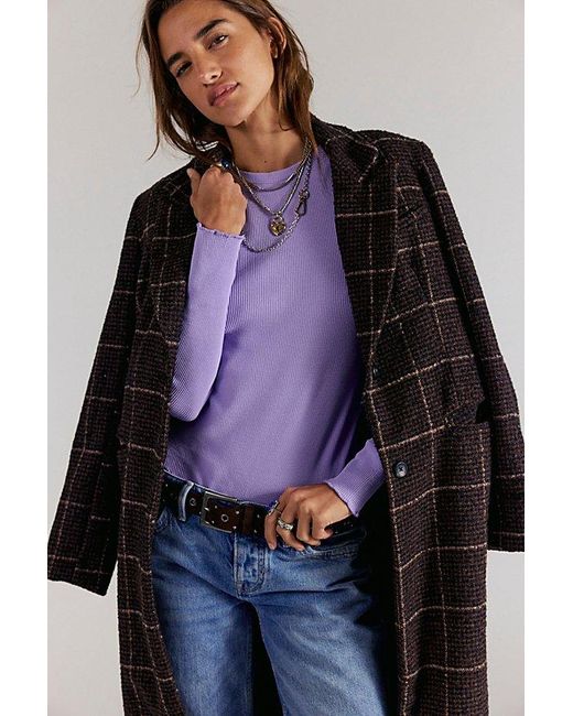 Free People Purple Easy Does It Long Sleeve Tee