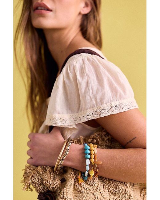 Free People Green Beaded Semiprecious Stone Bracelet