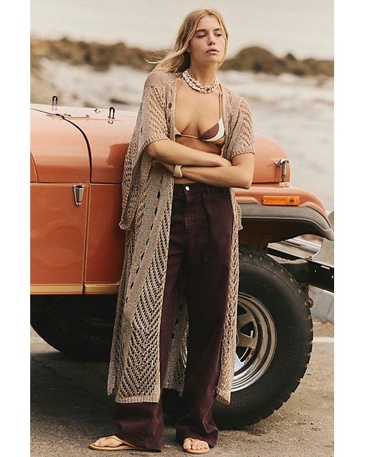Free People Brown Muche & Muchette Metallic Duster Jacket