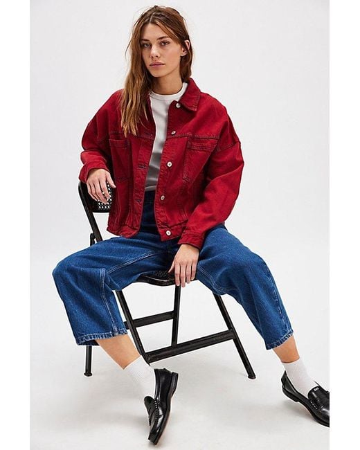 Free People Red We The Free Opal Swing Denim Jacket