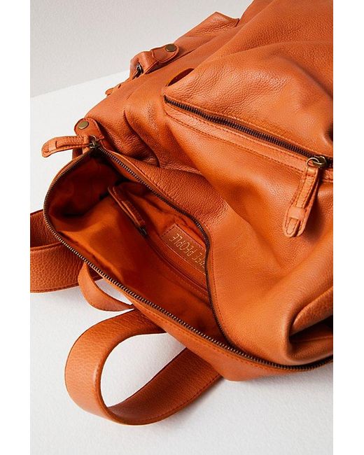 Free People Orange Darcy Leather Backpack