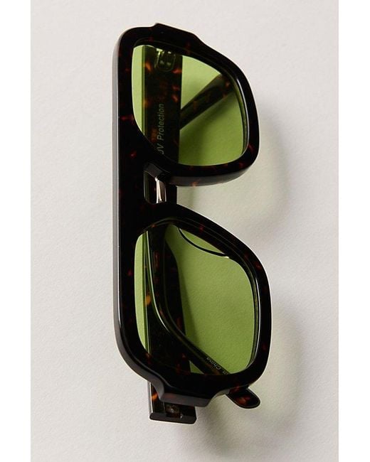 Free People Green Rhiannon Modern Aviator Polarized Sunglasses