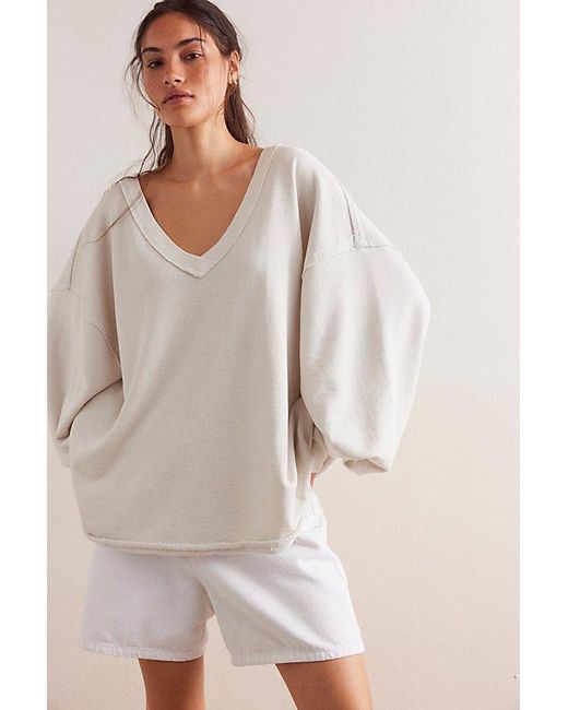 Free People Natural Venice V-neck Sweatshirt