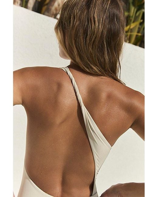 Ziah Natural Leme Asymmetric One-Piece Swimsuit