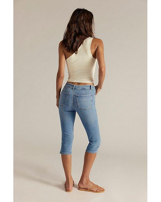 Free People Blue Dusk To Dawn Capri Jeans