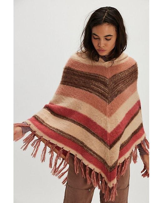 Free People Multicolor Striped Turtleneck Poncho Jacket