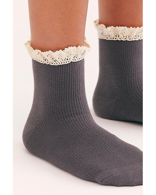 Free People Brown Beloved Waffle Knit Ankle Socks