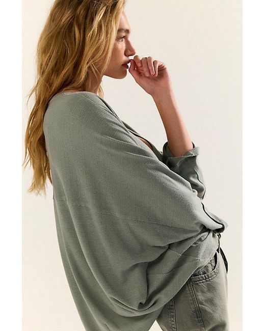Free People Gray Like No Other Silk Long Sleeve Tee