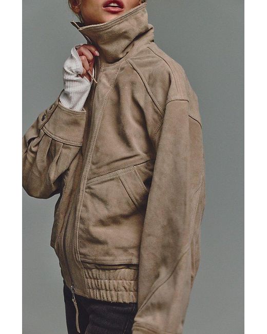Free People Gray We The Free Desert Moon Suede Jacket