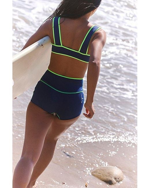 Seea White Darla High-Waisted Boyshort Surf Bottoms