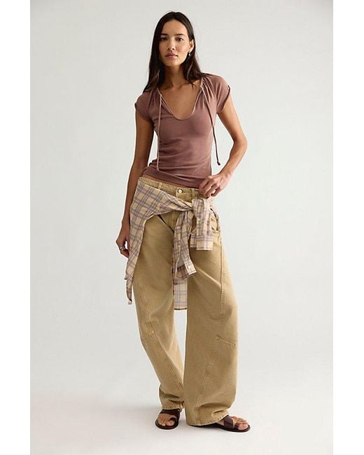 Free People Brown Canal Street Tee