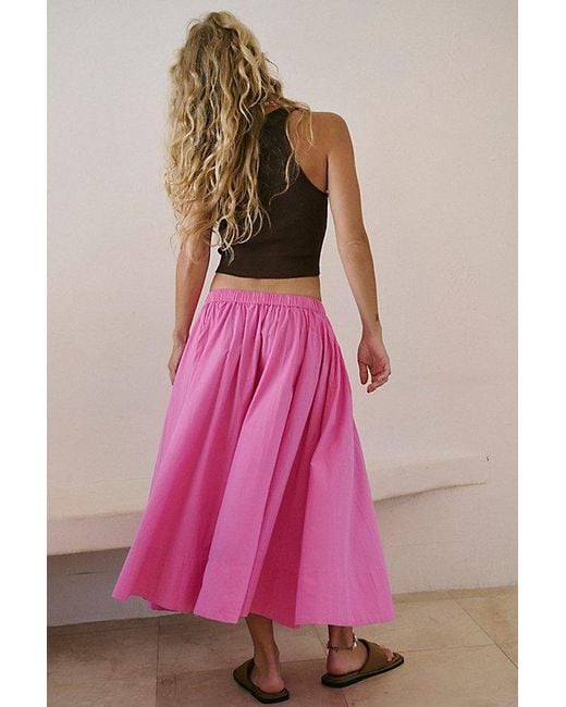 Free People Lowen Midi Skirt in Pink | Lyst