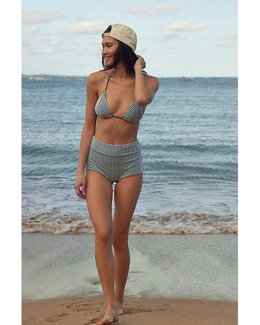 Rhythm Blue Terry High-Waisted Boyshort Bikini Bottoms