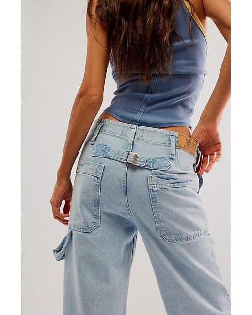 Free People Blue Major Leagues Mid-rise Cuffed Jeans At Free People In Light Stone, Size: 25