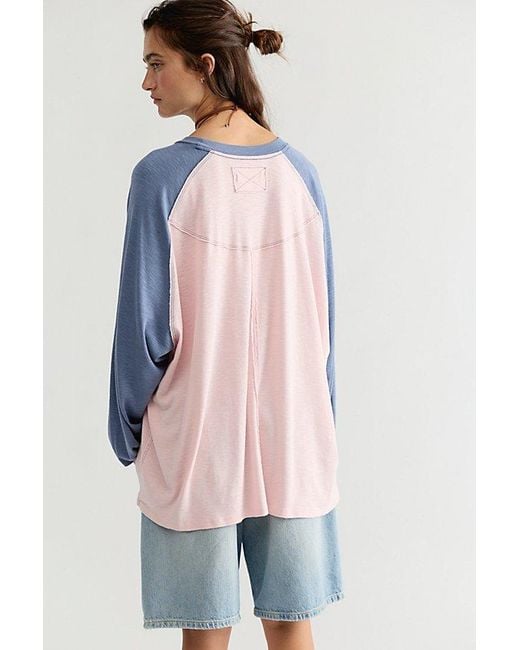 Free People Blue We The Free First Base Long Sleeve Tee