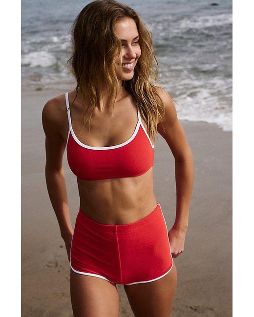 GNASH swim Red Gnash Towelling Swim Shorts