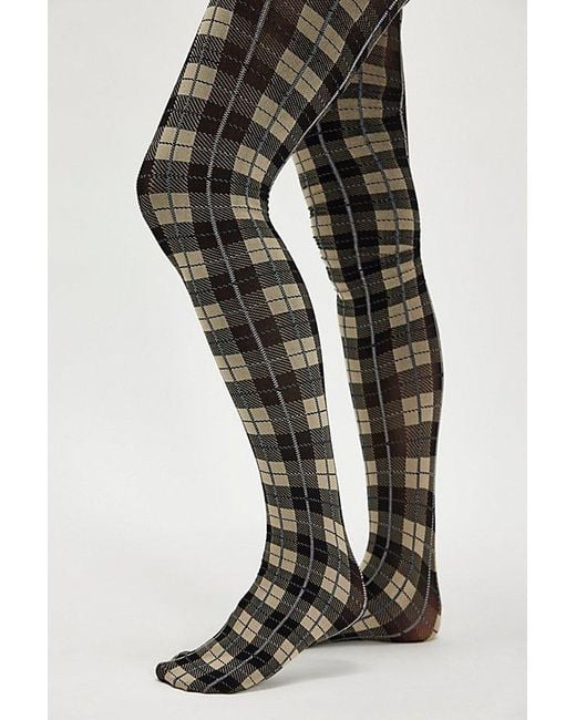Free People Blue Highland Hues Tartan Tights