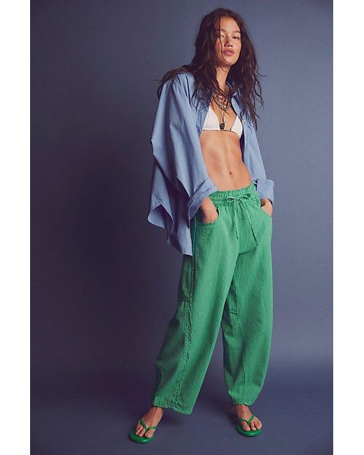 Free People Blue Something Good Pull-On Barrel Pants