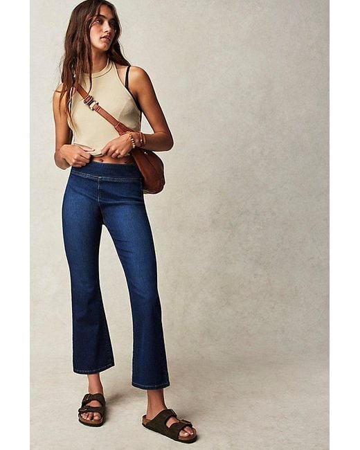 Free People In My Feelings Cropped Slim Flare Jeans At Free People In Lilibet Blue, Size: Xs