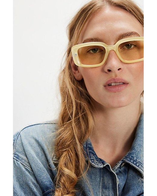 Free People Yellow Frankie Rectangle Sunglasses