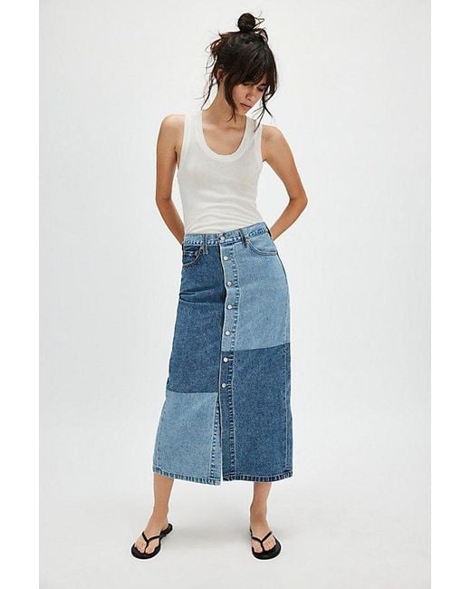 Levi s Button Patch Midi Skirt in Blue Lyst