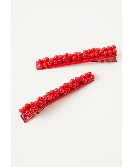 Free People Red Burning For You Barrettes
