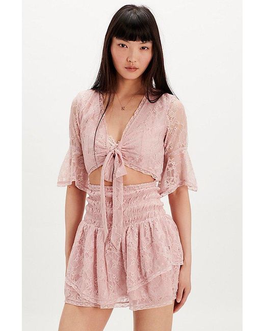 Free People Natural Lala Lace Mini Dress