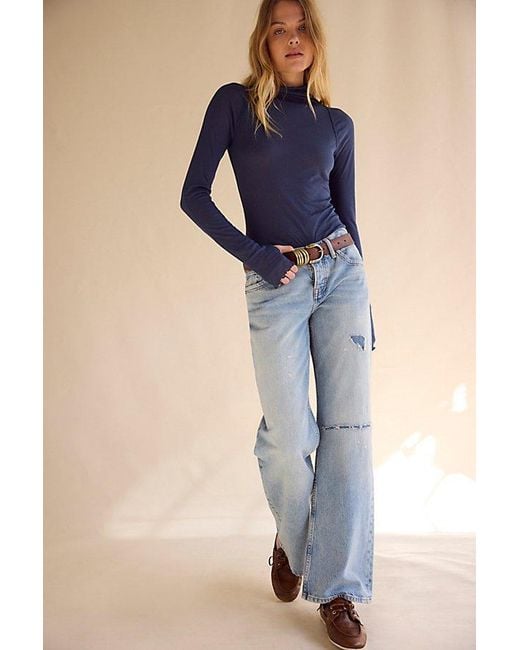 Free People Blue Close To Home Layering Top