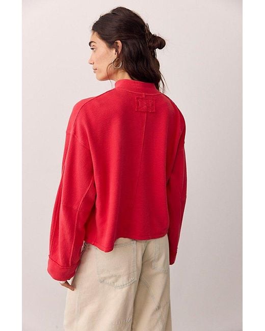 Free People Red Celeste Quarter Zip
