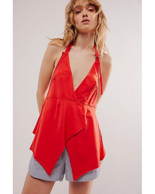 Free People Red Layla Halter Top