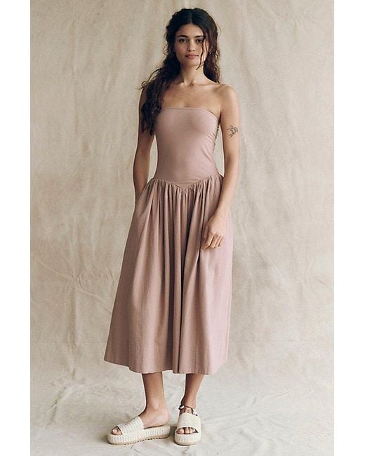 free-est Natural Onda Drop-Waist Tube Midi By
