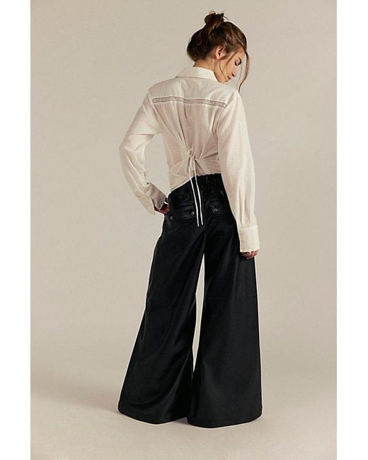 Free People Black Julien Wide Leg Vegan Leather Pants