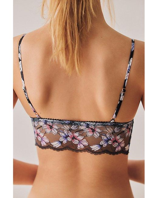 Intimately By Free People Black Printed Lace Longline Triangle Bralette By