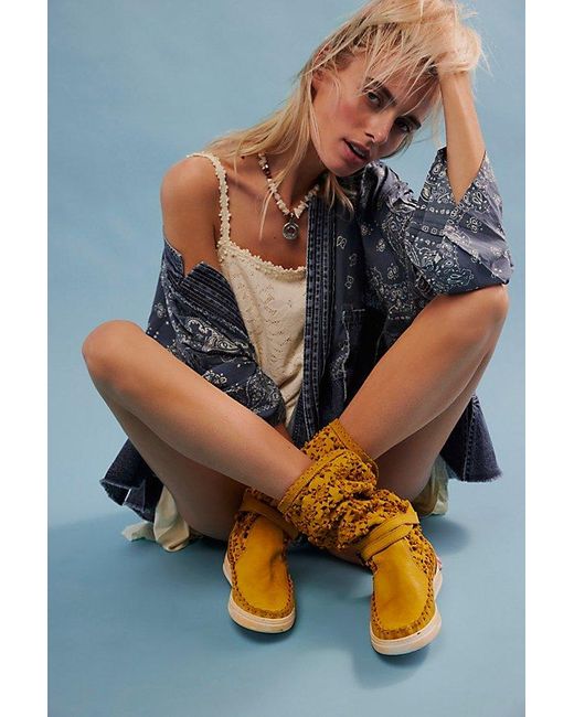 Free People Yellow Picking Daisies Mocc Boots