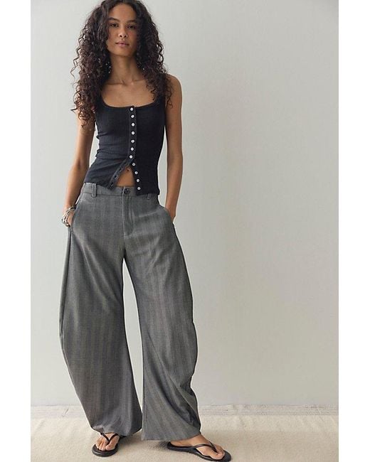 Free People Black Spotlight Menswear Barrel Trousers