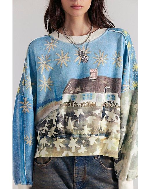 Free People Blue Gaia Sweatshirt